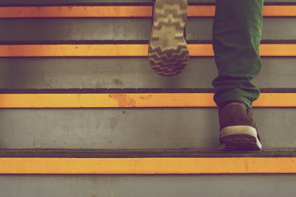 Men walking steps